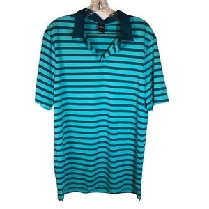Oakley striped polo shirt mens size large blue green golf casual regular fit